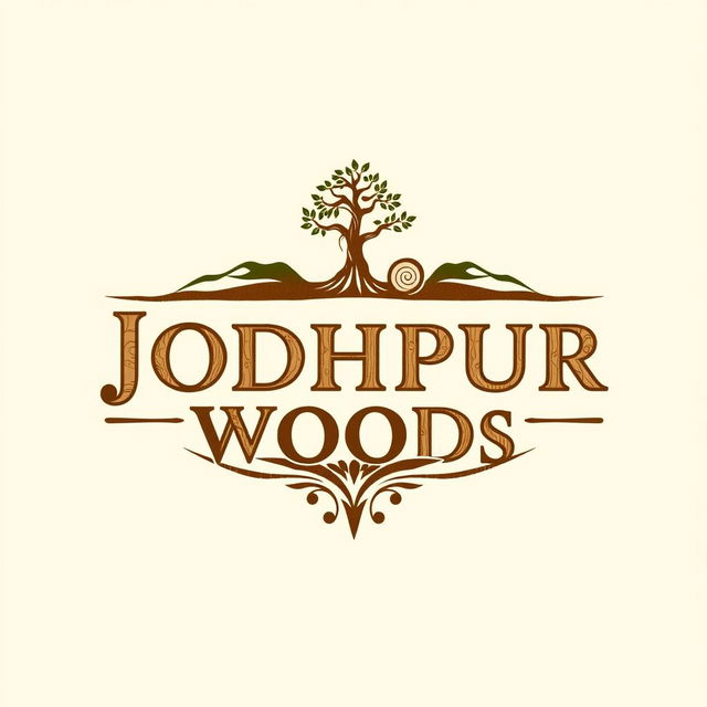 A creative and eye-catching logo design for 'Jodhpur Woods', a brand specializing in wood handicrafts