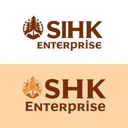 A modern and professional logo design for 'SHK Enterprise', a wood handicraft factory