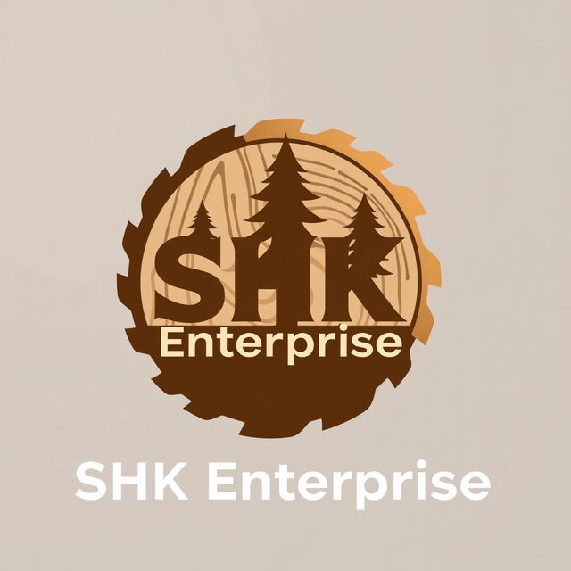 A modern and professional logo design for 'SHK Enterprise', a wood handicraft factory