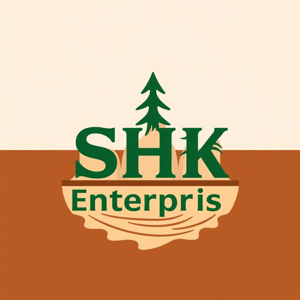 A modern and professional logo design for 'SHK Enterprise', a wood handicraft factory