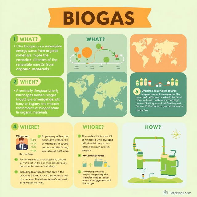 An informative poster on biogas, designed to be simple and visually engaging