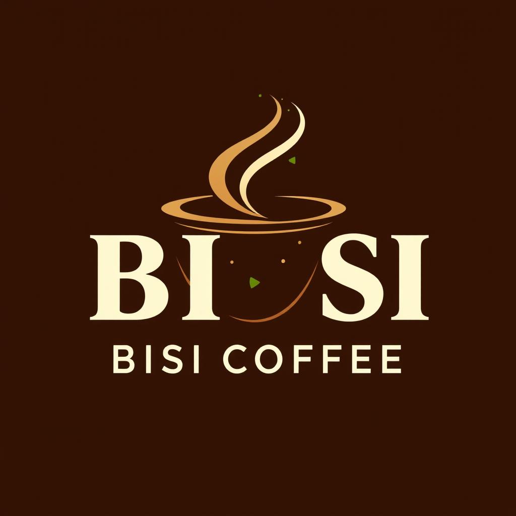 A modern and stylish logo for a café named 'BISI COFFEE'