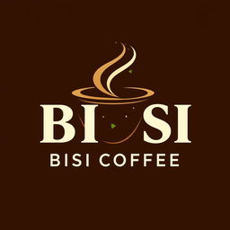 A modern and stylish logo for a café named 'BISI COFFEE'