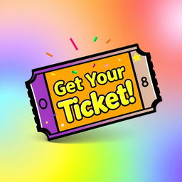 An eye-catching and vibrant ticket icon designed for an upcoming event