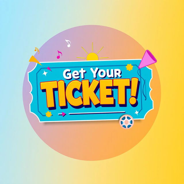 An eye-catching and vibrant ticket icon designed for an upcoming event