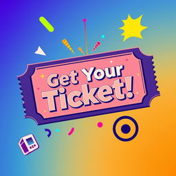 An eye-catching and vibrant ticket icon designed for an upcoming event