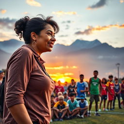 A vibrant and inspiring scene depicting a diverse group of individuals engaging in various motivational activities