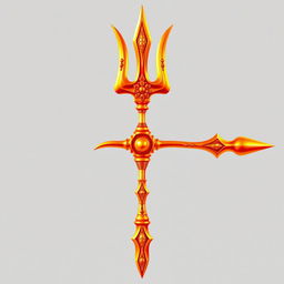 A stunning PNG image of a Shiva trident, also known as a trishul, designed with warm orange hues