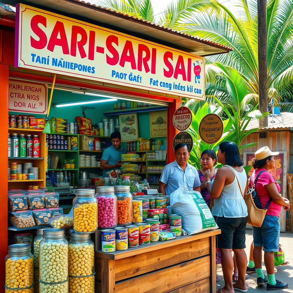 A colorful and inviting sari-sari store, a small neighborhood convenience store in the Philippines