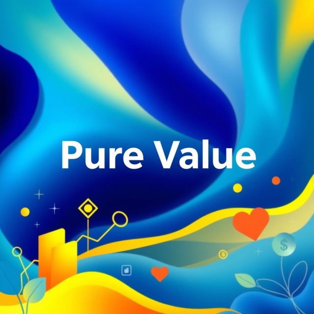 A visually striking poster that embodies the concept of pure value, featuring bold and dynamic typography that spells out 'Pure Value' at the center