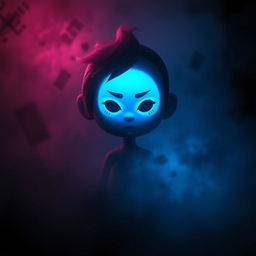 A dramatic, visually intense representation of the iconic Siri digital assistant persona, depicted in a suspenseful and mysterious atmosphere