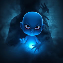 A dramatic, visually intense representation of the iconic Siri digital assistant persona, depicted in a suspenseful and mysterious atmosphere