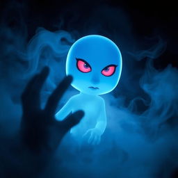 A dramatic, visually intense representation of the iconic Siri digital assistant persona, depicted in a suspenseful and mysterious atmosphere