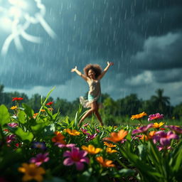 An inspiring and dynamic scene depicting the theme of growth amidst chaos