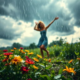 An inspiring and dynamic scene depicting the theme of growth amidst chaos