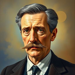A realistic and detailed portrait painting of Erwin Schrödinger, showcasing him with a thoughtful expression
