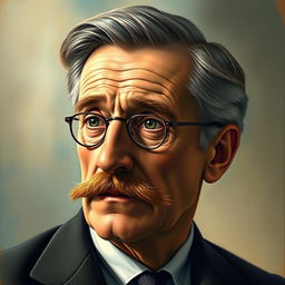 A realistic and detailed portrait painting of Erwin Schrödinger, showcasing him with a thoughtful expression