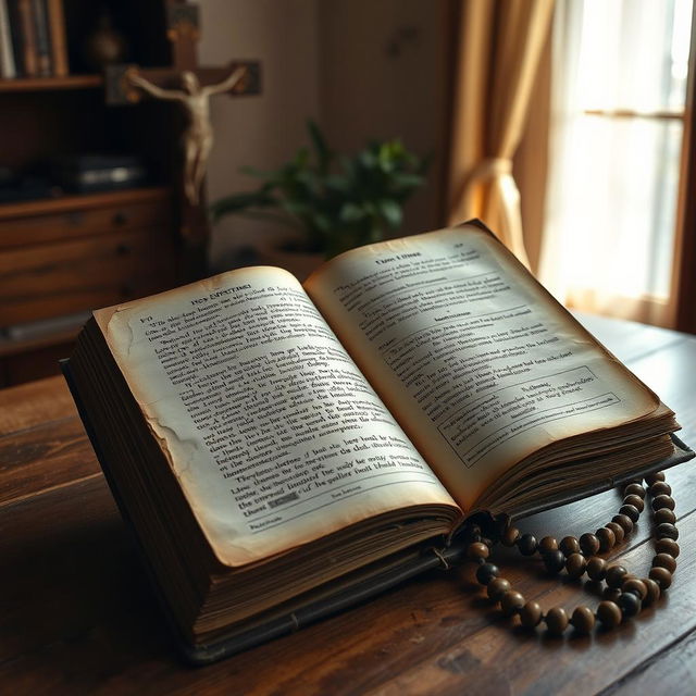 A mysterious, ancient book, showing signs of wear and age, written in an unknown cryptic language about timeless medicine and healing techniques