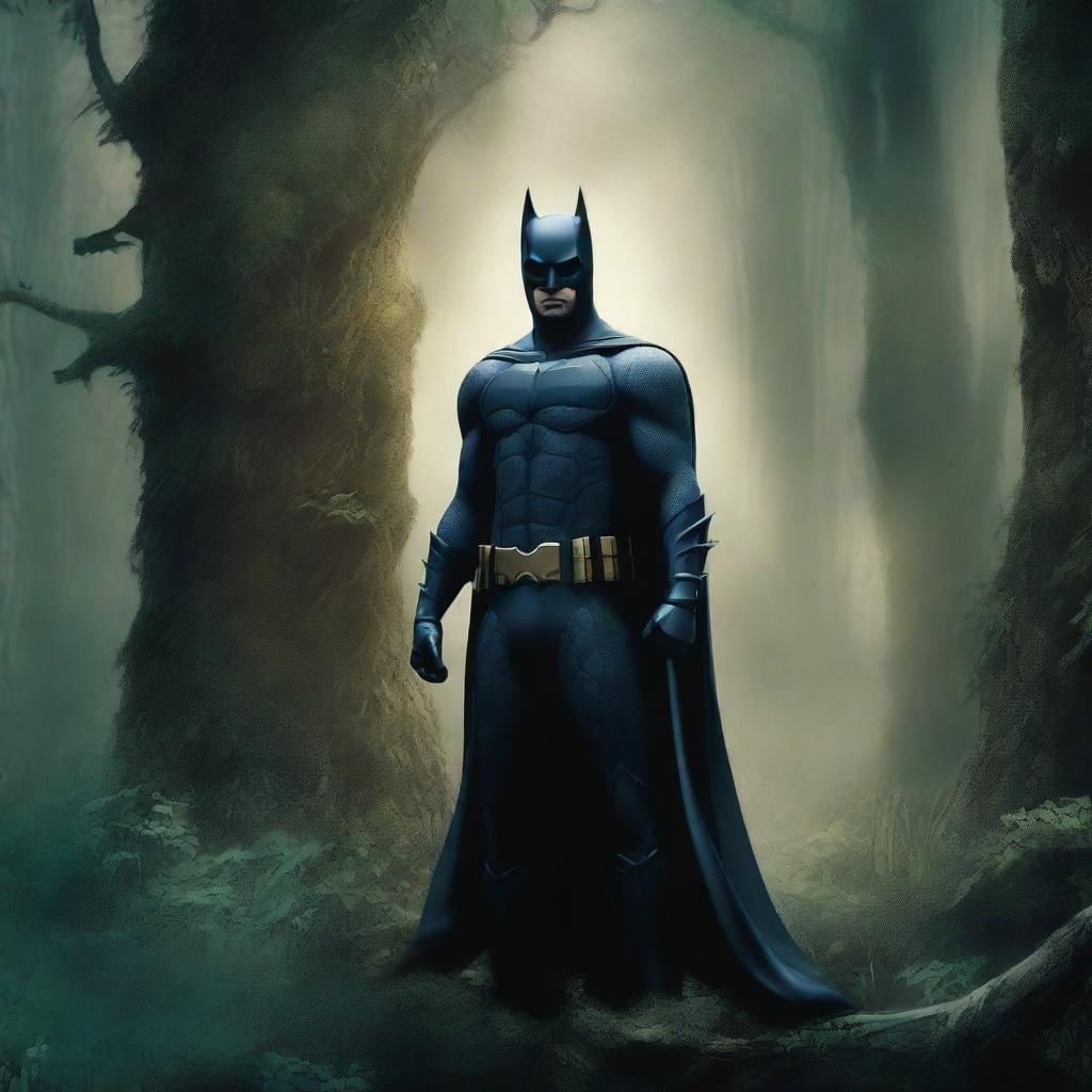 An image of the highest quality, featuring Batman in a fantasy setting