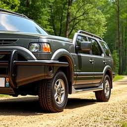 A highly realistic representation of a 2002 Ssangyong Musso Millennium in a sophisticated gray color