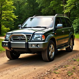 A highly realistic representation of a 2002 Ssangyong Musso Millennium in a sophisticated gray color
