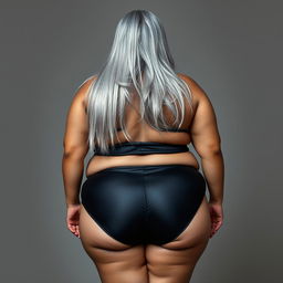 A full-body portrait of a 55-year-old Indian plus-size woman, confidently posed from the front