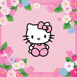 Un fondo de pantalla digital de alta calidad que presenta a Hello Kitty en un estilo de dibujos animados