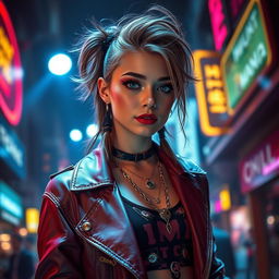 A 20-year-old white American girl who is a popular and attractive pop singer in the darkwave genre