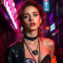 A 20-year-old white American girl who is a popular and attractive pop singer in the darkwave genre