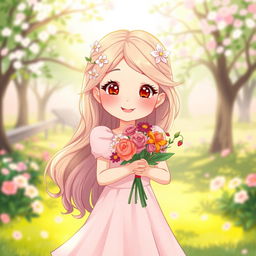 A charming illustration of a sweet girl in love, with bright, sparkling eyes and a warm, radiant smile