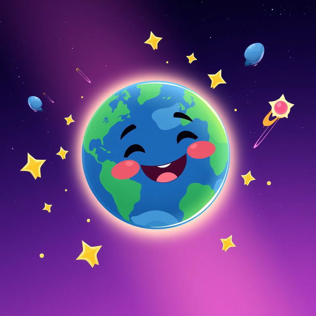 A whimsical illustration of the Earth in a playful, exaggerated shape resembling a penis, featuring vibrant colors of blues and greens to represent oceans and landmasses