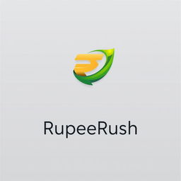 A modern and eye-catching logo design for the "RupeeRush Earning App"