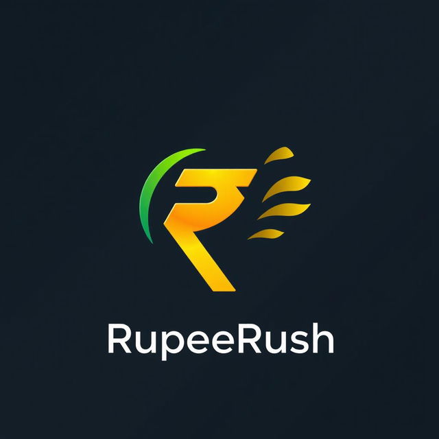 A modern and eye-catching logo design for the "RupeeRush Earning App"