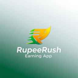 A modern and eye-catching logo design for the "RupeeRush Earning App"