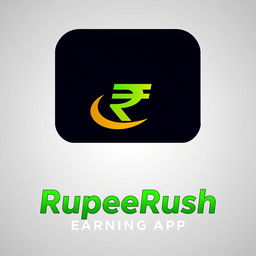 A modern and eye-catching logo design for the "RupeeRush Earning App"