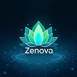 An innovative and visually striking depiction of a new cryptocurrency called "Zenova"