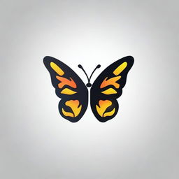 A high-quality, cinematic logo featuring a butterfly composed of realistic flames, rendered in a realistic style.