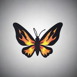 A high-quality, cinematic logo featuring a butterfly composed of realistic flames, rendered in a realistic style.