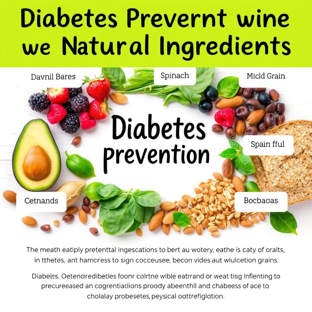 A visually appealing poster about Diabetes Prevention using Natural Ingredients