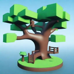 Generate a high-quality digital art featuring the Eldertree map from Roblox Bedwars