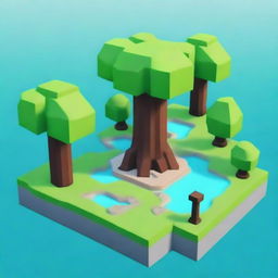 Generate a high-quality digital art featuring the Eldertree map from Roblox Bedwars