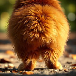 A close-up illustration of a furry animal's bottom, showcasing fluffy fur textures in rich earthy tones like browns and tans