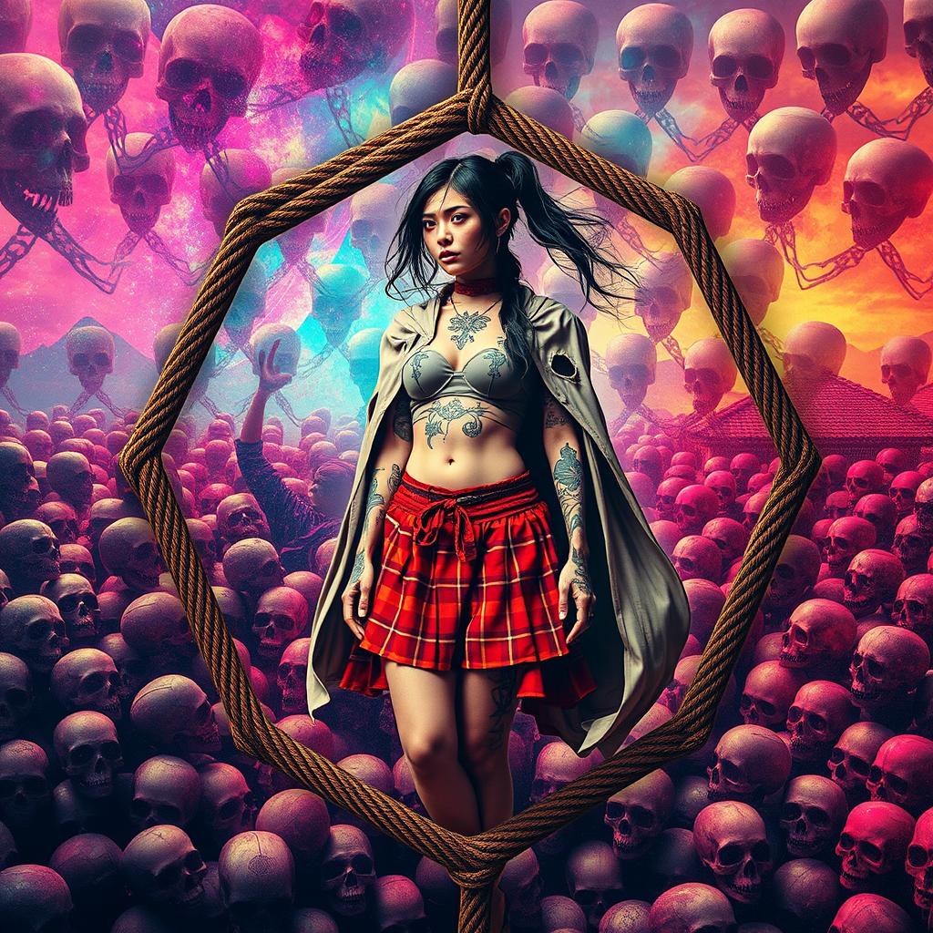 A vibrant and chaotic image collage arranged in a masonry grid format, showcasing a triple exposure effect in a horizontal cubist style