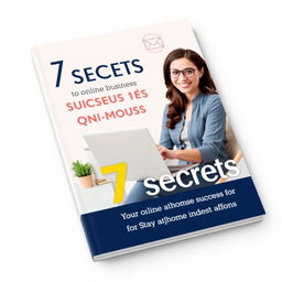 A modern and motivational ebook cover titled '7 Secrets to Online Business Success for Stay at Home Moms