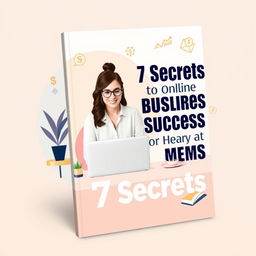 A modern and motivational ebook cover titled '7 Secrets to Online Business Success for Stay at Home Moms