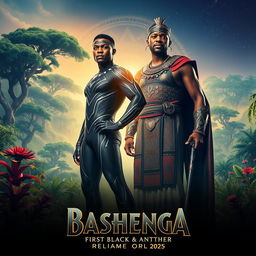 A captivating teaser poster for 'Bashenga: The First Black Panther' (2025), featuring John Boyega and Jamie Foxx