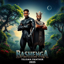 A captivating teaser poster for 'Bashenga: The First Black Panther' (2025), featuring John Boyega and Jamie Foxx