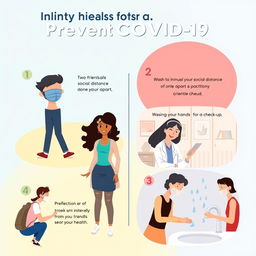 An informative illustration promoting healthy habits to prevent COVID-19