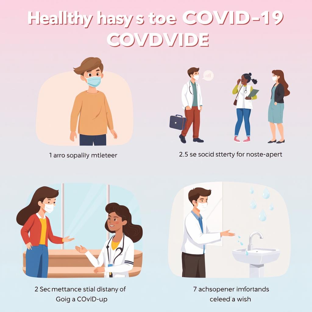 An informative illustration promoting healthy habits to prevent COVID-19