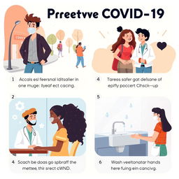 An informative illustration promoting healthy habits to prevent COVID-19